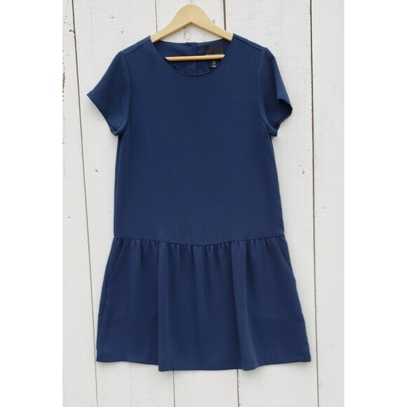 Cynthia Rowley Womens Navy Blue Ruffled Button Sheath Dress Sz 4 - Picture 2 of 10